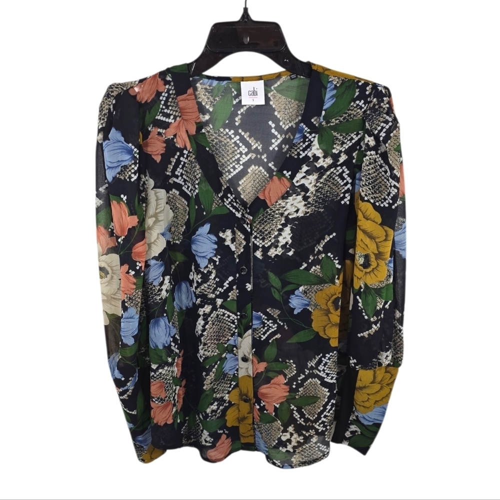 {Cabi} #3762 Snake Charmer Floral Blouse Long Sleeve Women's - Size Small